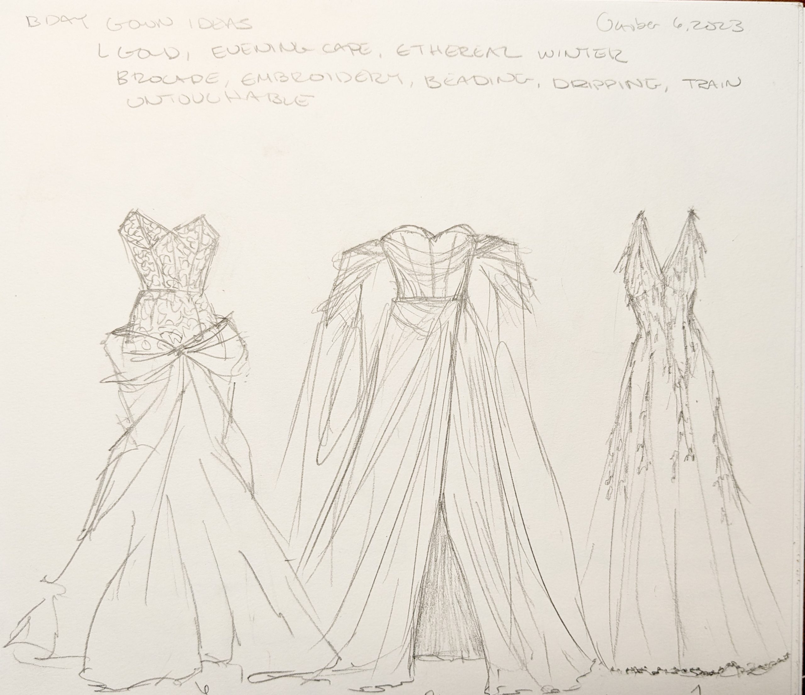 Sketchbook: 2024 Birthday Gown Design Progress
